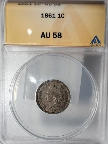 1861 CN Indian Head Cent, AU58 ANACS, (13236)