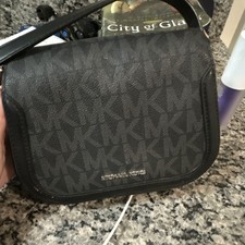 Michael Kors MK Logo Monogram Zip Wallet, Unisex, Black/Gray