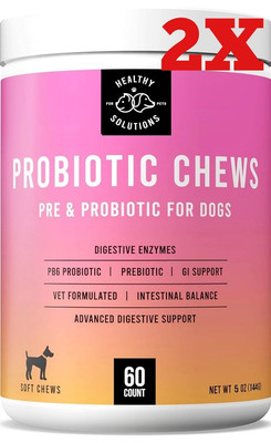 2ct 04/24 Probiotic Chews Pre & Pro for Dogs Digestive Enzyme Vet Formula ...144