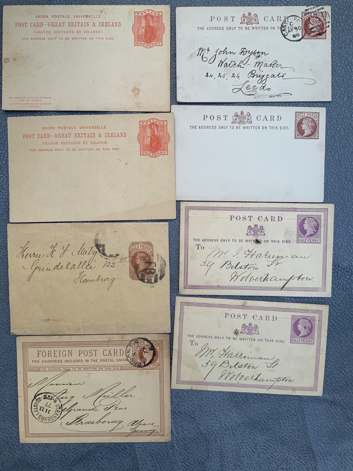 Queen Victoria Pre Paid Postcard envelope collection 55 items used and mint