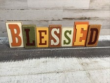Blessed Wood And Burlap Sign 16"x5"