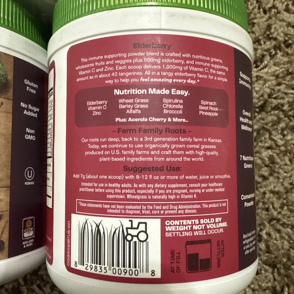 Increíble mezcla de hierbas verdes superalimento, inmunidad, saúco, 30 porciones 3X $49.99 Foto 4 de 4