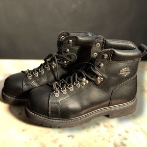 Men's Sz 10 WIDE HARLEY-DAVIDSON Dipstick 5.5" Steel Toe Black Leather Boots EUC