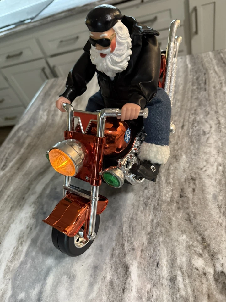 Animado Musical Iluminar Navidad Moto Papá Noel Nacido Para Ser Salvaje Foto 2 de 4