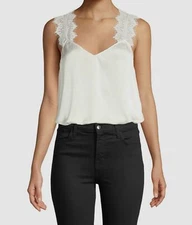 $160 Cami NYC Women's White Sleeveless Lace V-Neck Silk Camisole Top Size XS