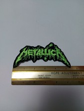 Vintage New Old Stock Metallica Green Spellout Iron On Patch 5.5"×2.5"