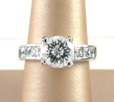 .925 Sterling Silver CZ Engagement Ring Solitaire w/ Accents Channel Set sz 8