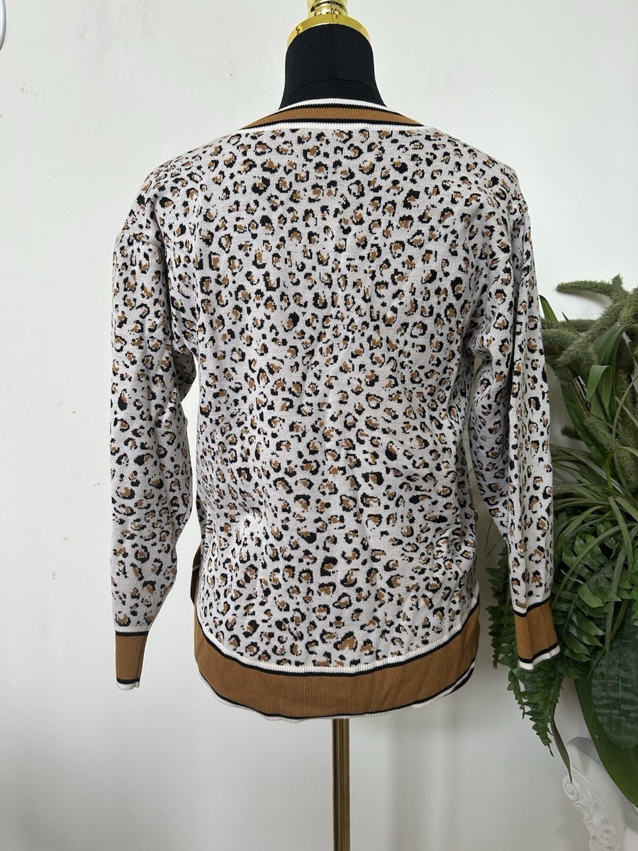 Veronica beard Ronja Animal Print Merino Wool Pullover Sweater Sz M View 6