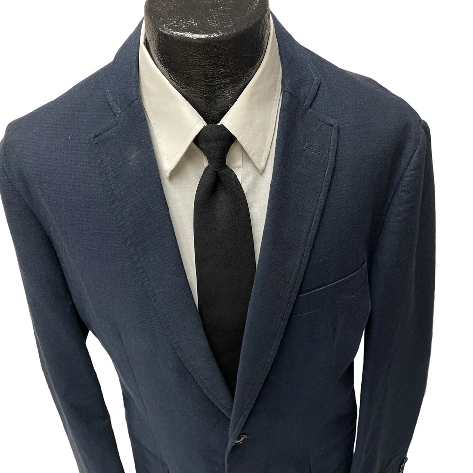 Abrigo Deportivo Pronto Uomo AZUL SIN ESTRUCTURA PUÑO SERGON Chaqueta MODERNO Algodón Blazer Foto 2 de 4