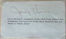 Jerry Herman 3x5 Index Card Autograph Composer Hello, Dolly! * Real Deal * Look
