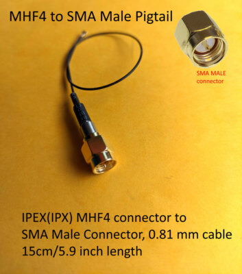 MHF4 / IPX to SMA Male Pigtail for NGFF / M.2  WIFI/WLAN/3G/4G/5G/LTE Modules