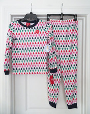 NWT Family PJs Tree Multi Color Kids Unisex 2 pc long sleeve Pajama Set 10-12 Lg