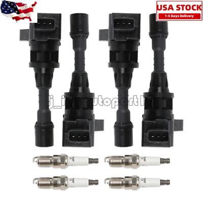 4Pcs Ignition Coil & 4Pcs Iridium Spark Plug For 2006 2007 Mazda 5 L4 2.3L UF541