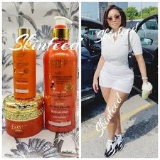 Set: Easy Glow 3x glowing body milk, face cream & serum.  With Carrot Oil extrac