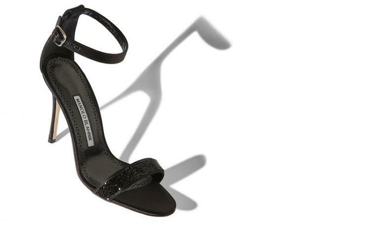Sandales Talons Hauts Manolo Blahnik CHAOS CRYSTALROCK - Noir Satin Taille 41.5 - Neuves Sans Boîte