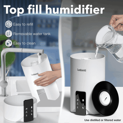 WiFi Control Humidifiers for Bedroom Dual Mist (Cool & Warm) ! Humidifier 4L - Picture 3 of 6