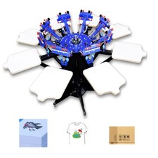8 Color 8 Station Silk Screen Printing Machine Micro-Register Screenprint Press