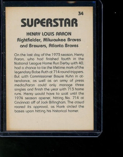 1980 TCMA Superstars Hank Aaron #34  - Image 2 of 2