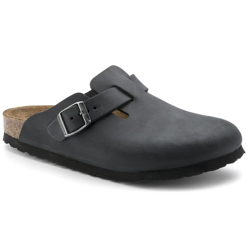 BIRKENSTOCK Boston Oiled Leather Nero - Sabot in vera pelle cuoio n. 37
