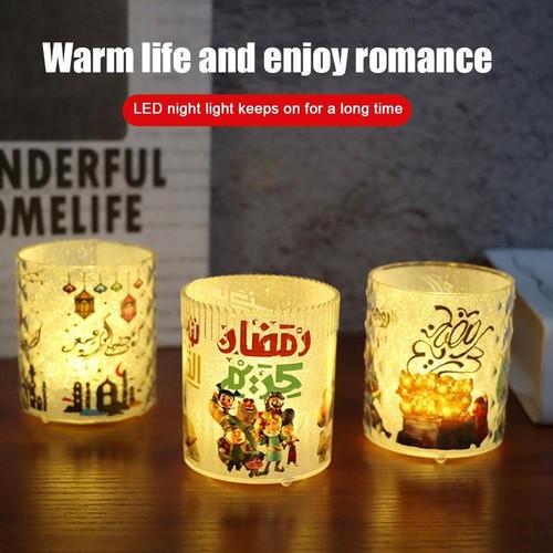 Muslim EID LED Candle Light Mubarak Ramadan Moon Lamp Ornament Home Party Decor
