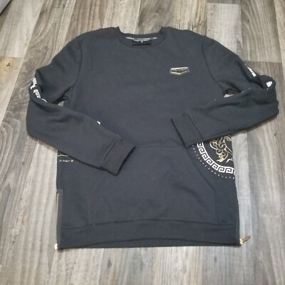 Men's Supply And Demand Frame Sweatshirt Medium Black With Gold Medusa Mythology