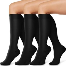 COOLOVER Compression Socks for Women and Men Small-Medium, 01 Black 3 Pairs 