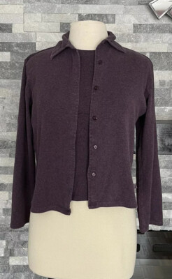 Victoria Secret Dark Purple Women s Cardigan /  Tank  Of Two Pieces Size S