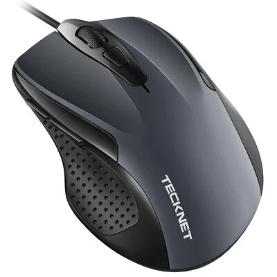 TECKNET PRO Mouse con Filo, 6400 DPI Mouse Ottico Cablato, 6 Pulsanti, Cavo USB