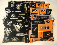 PHILADELPHIA FLYERS PITTSBURGH PENGUINS CORNHOLE BEAN BAGS 8 NHL REGULATION BAGS