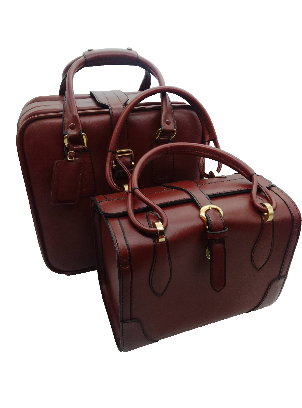 Vintage Faux Leather Suitcase & Vanity Case / Maleta & Neceser Vintage