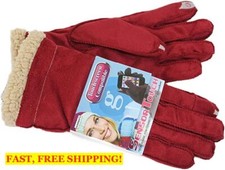 GRANDOE WOMENS Sensor Touch Lined Gloves, RED, Medium, Touchscreen Mittens, NEW 