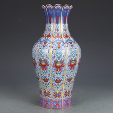 10.4"Good China Colour Enamels Porcelain Ten Thousand Flower Grain Vases