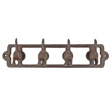Dogs Behind Tail Wall Hooks Coat Hanger Leash Holder Key Rack Rustic Brown Iron