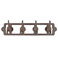 Dogs Behind Tail Wall Hooks Coat Hanger Leash Holder Key Rack Rustic Brown Iron