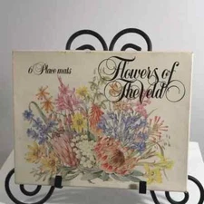 Vintage Cork Backed Placemats Wild Flowers Boxed Gift Set of 6   9.75”x7.5”