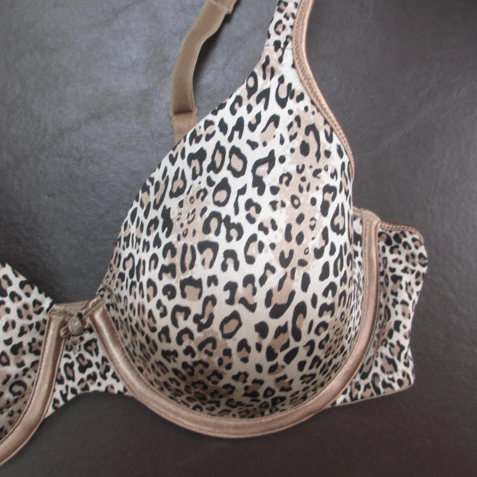 Sujetador Hanes Talla 36C Marrón Estampado Leopardo Con Aros Cierre Ajustable Espalda Foto 4 de 4