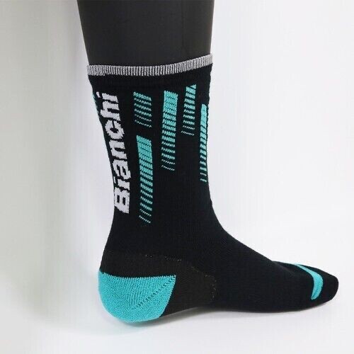 Bianchi Long Cycle Socks Black Celeste Color 25-27cm Bicycle Accessory - Picture 2 of 5