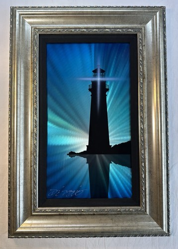 "Il faro" di Chris Derubeis 26x18 arte tecnica mista incorniciata, certificato di autenticità, valutazione!