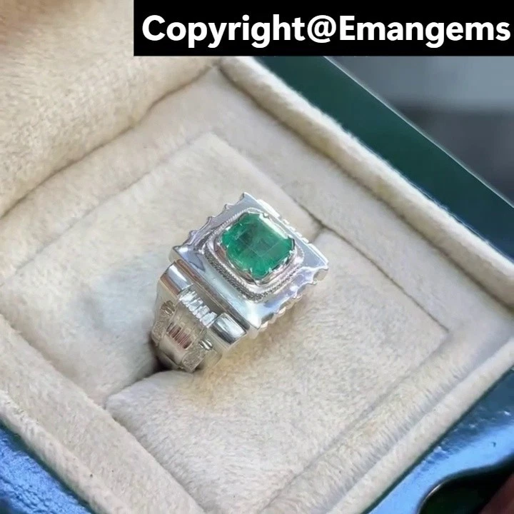 Anillo Esmeralda Zambia Original Regalo Navidad en Plata de Ley 925 - Esmeralda de Navidad Foto 2 de 4