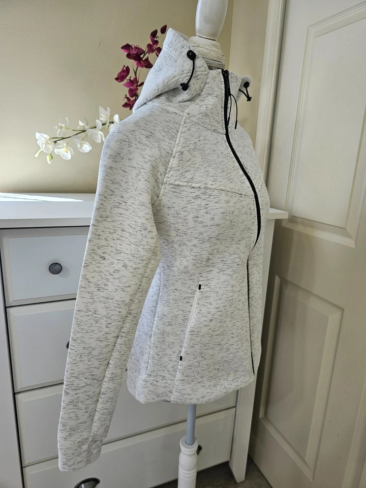 Tangerine Women's Active Moisture Wick Hoodie Full Zip Jacket White Gray Sz.S - Image 3 of 4