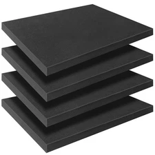 4 Pcs 16x12x1 Inch Black Polyurethane Foam Inserts for Cases Cuttable Padding