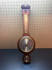 Sears Roebuck And Co. Thermometer Barometer & Hygrometer Fruitwood #6690 Vintage