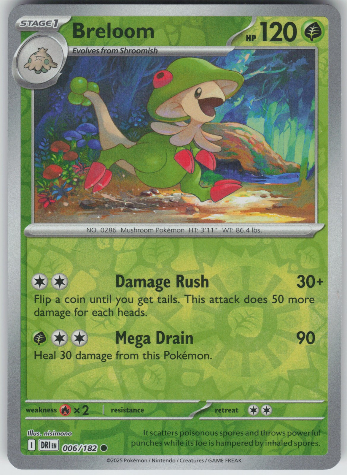 Breloom Common SV10: Destined Rivals 006/182 NM