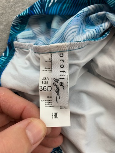 Traje de baño Tankini Gottex Profile Peacock Plume Top para mujer 36D azul bastante adelgazante - Imagen 10 de 15