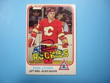 1981/82 O-PEE-CHEE NHL HOCKEY CARD #45 DON LEVER VG AUTO AUTOGRAPH OPC