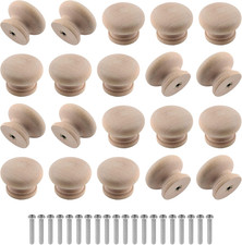 20 Pcs Wood Unfinished Drawer Knobs Mushroom Shape  Diameter: 28Mm, Height: 21M