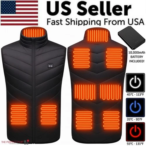Heated Vest 9 Heating Zones With 10000mAh Battery Pack Electric Heating Vest US - product listing photo