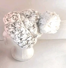 Chunky Knit Beanie NEW Large Fluffy Pompom