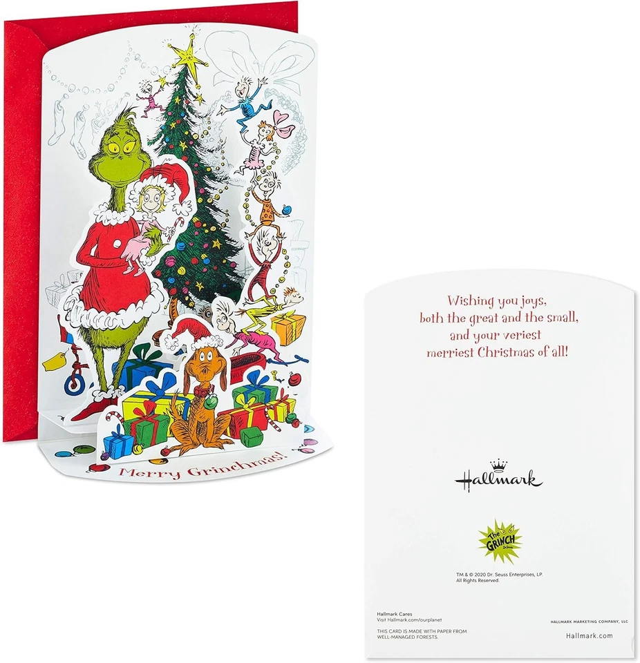 Cartões de Natal pop-up 3D Hallmark Grinch – Pacote com 8 – Novo/selado - Imagem 2 de 4