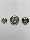 LOT OF 3 1956-P Silver Proof 10c 25c 50c Dime Quarter Franklin Half Dollar Coin